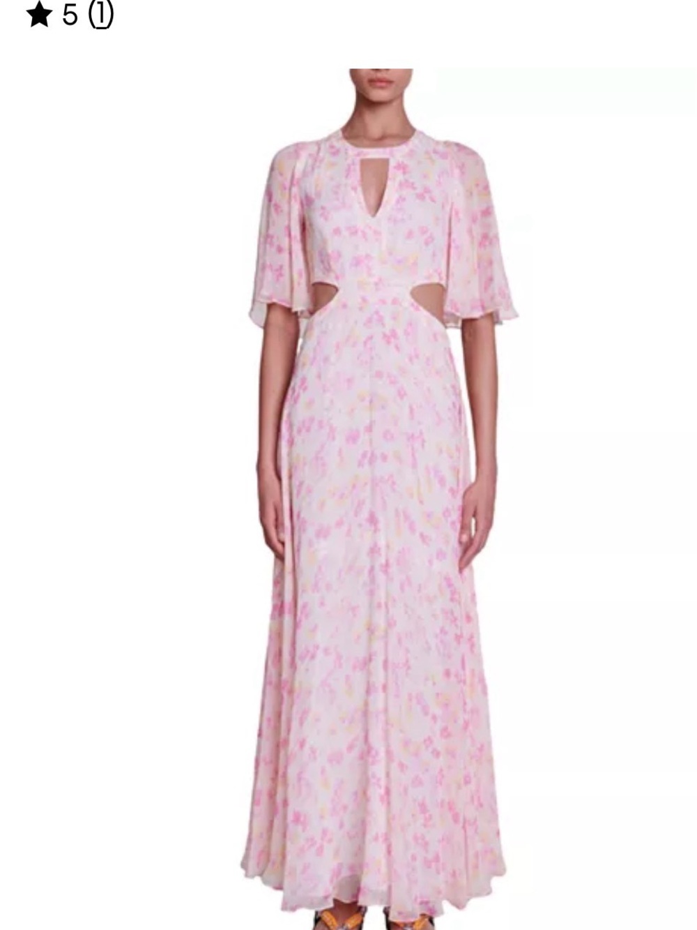 Maje Pale Pink Floral Cutout Maxi Dress